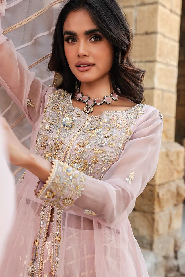 Pakistani Wedding Dress in Open Frock and Lehenga Style