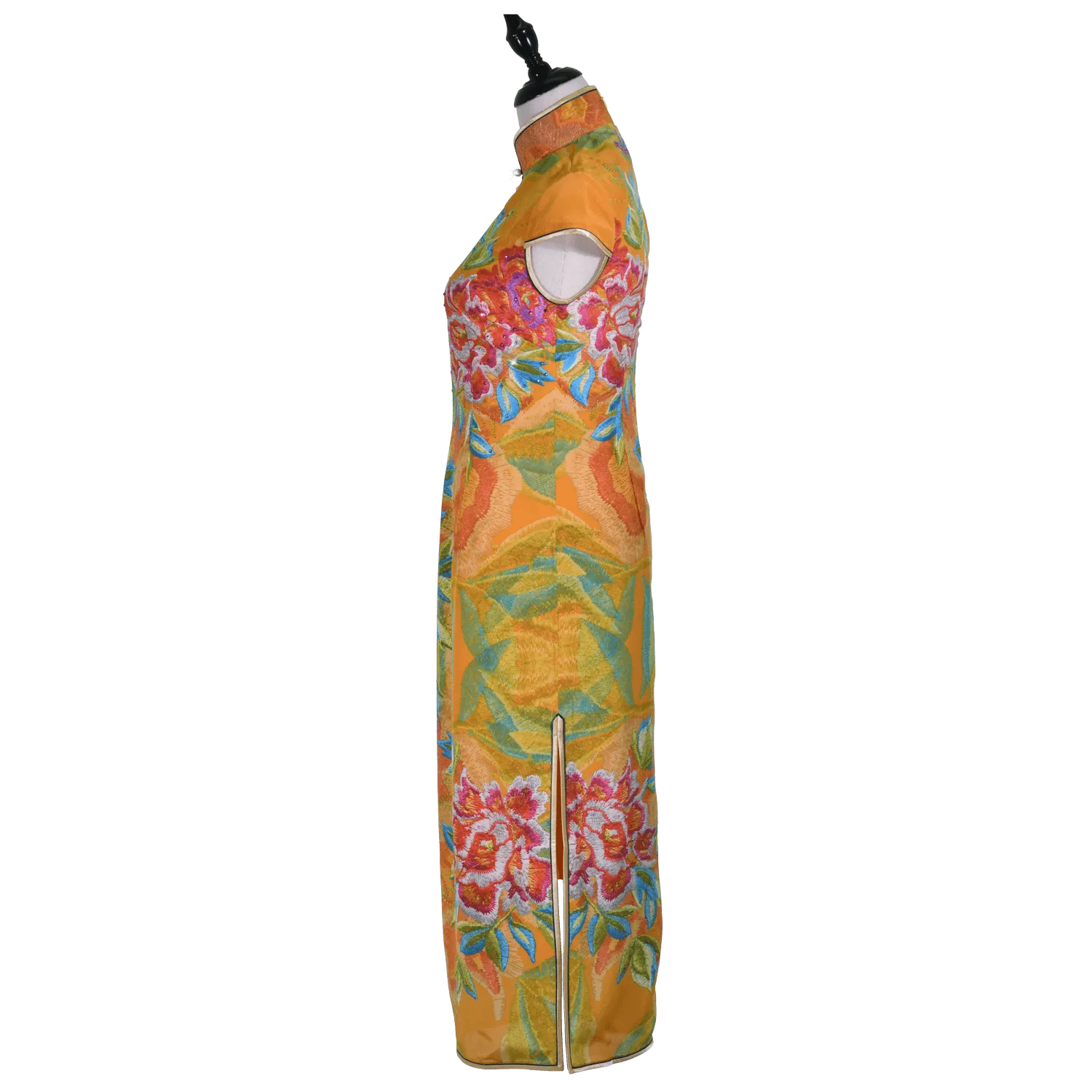 【PEONY】100% Silk Crystal Cheongsam (Cap Sleeve)