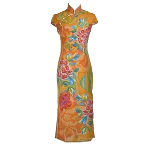 【PEONY】100% Silk Crystal Cheongsam (Cap Sleeve)