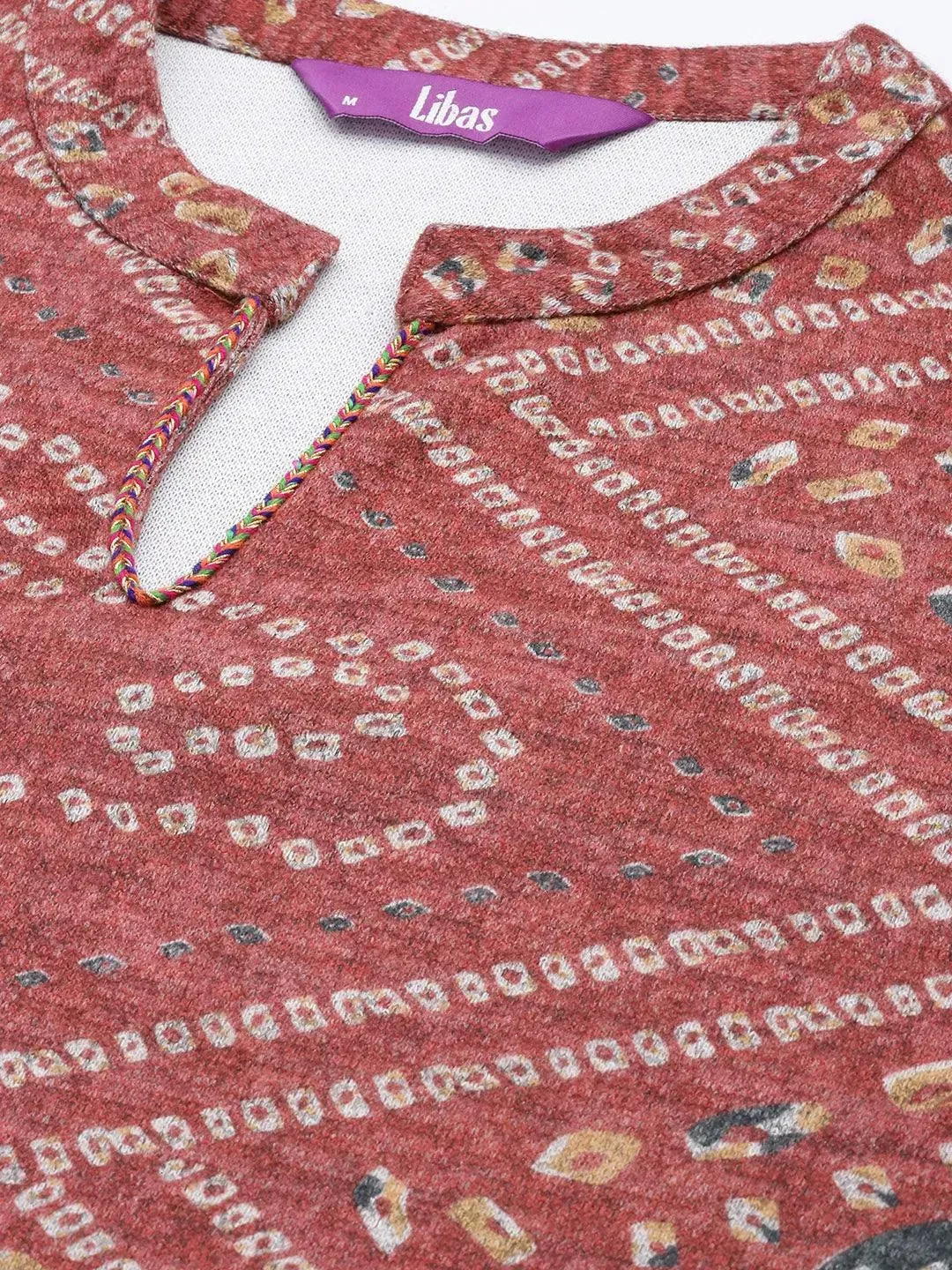Pink Printed Wool Straight Kurta With Trousers & Dupatta