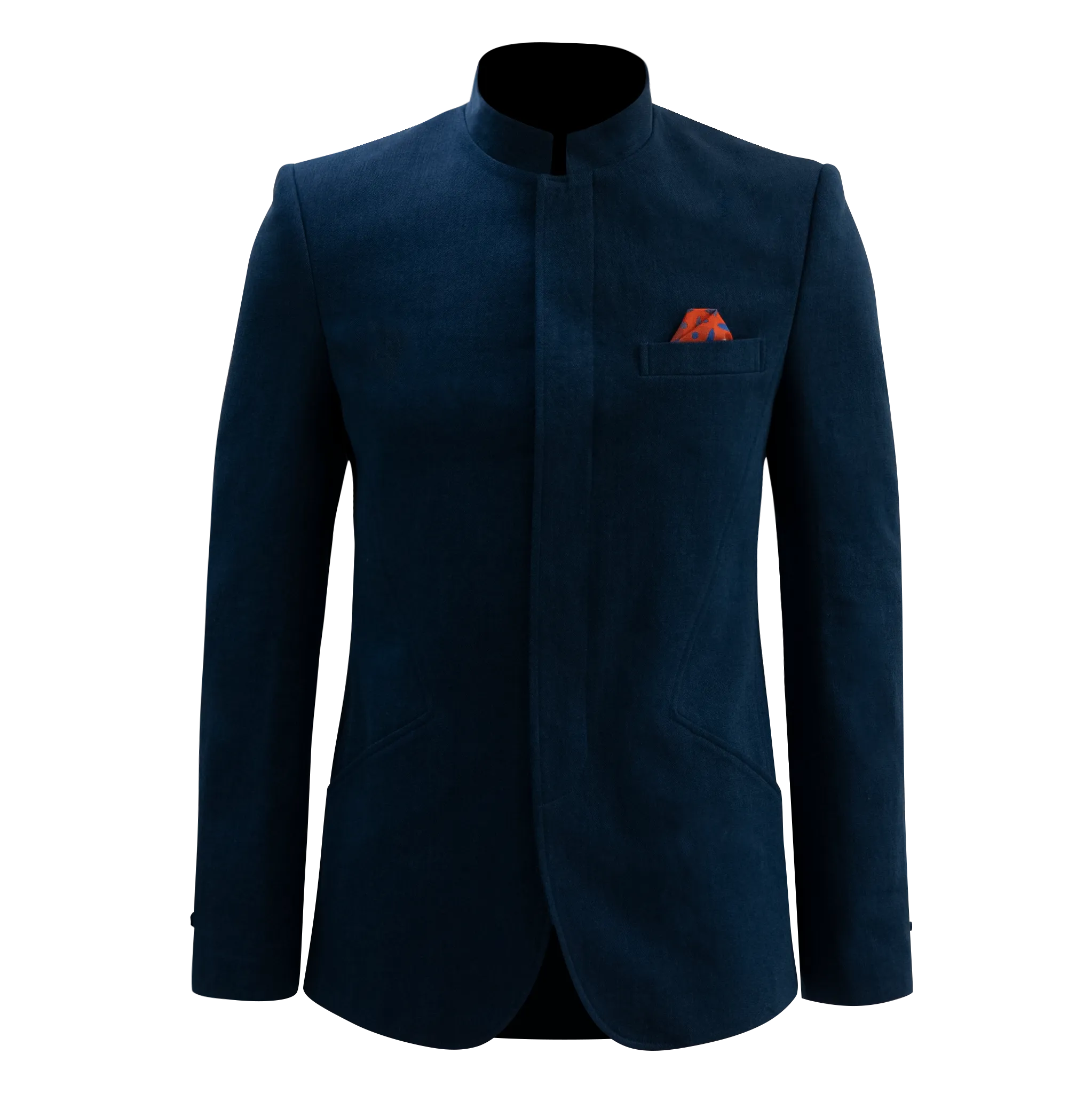 【PROSPERITY COINS】Eco-Denim Tapered Tang Jacket (With Silk Pocket Square)