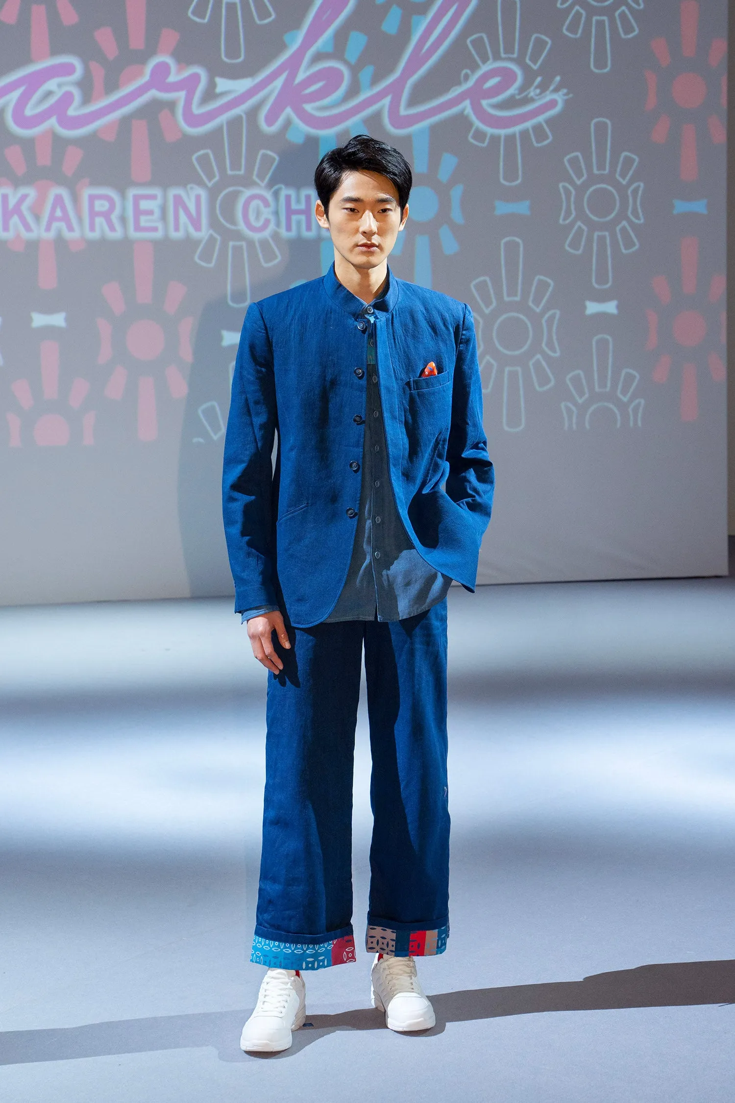 【PROSPERITY COINS】Eco-Denim Tapered Tang Jacket (With Silk Pocket Square)