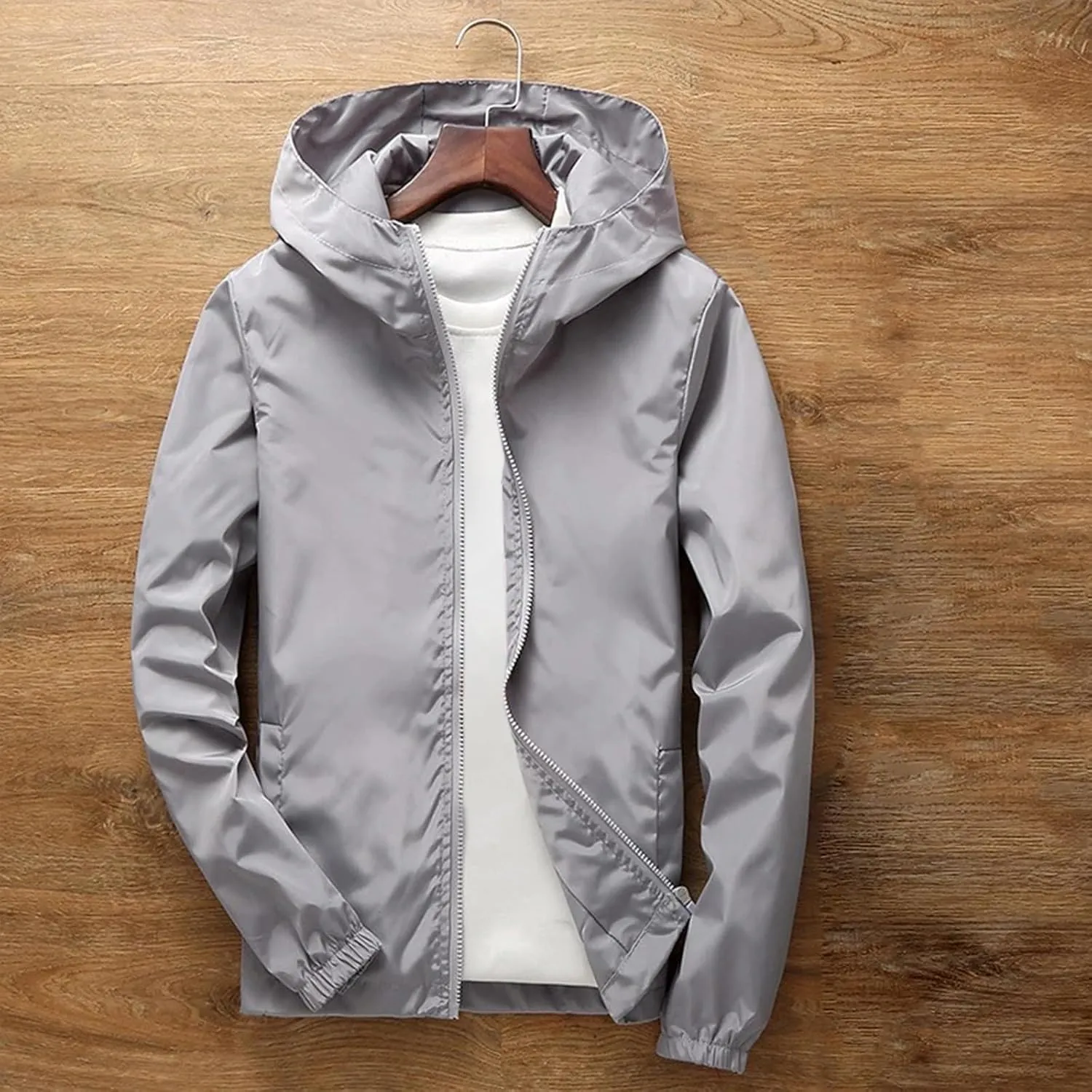 Rain Jacket for Mens Lightweight Waterproof Rain Shell Jacket Raincoat with Hood for Golf Cycling Windbreaker Raincoats