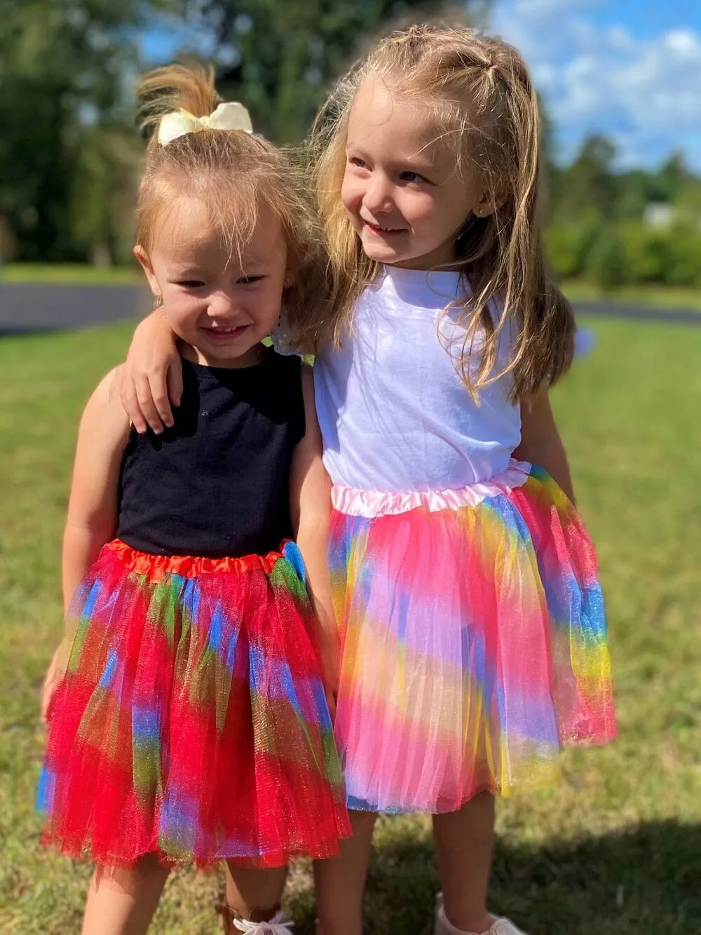 Rainbow Red Tutu Skirt - Kids Size 3-Layer Tulle Basic Ballet Dance Costume Tutus for Girls