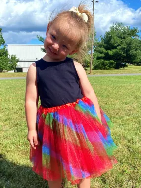 Rainbow Red Tutu Skirt - Kids Size 3-Layer Tulle Basic Ballet Dance Costume Tutus for Girls