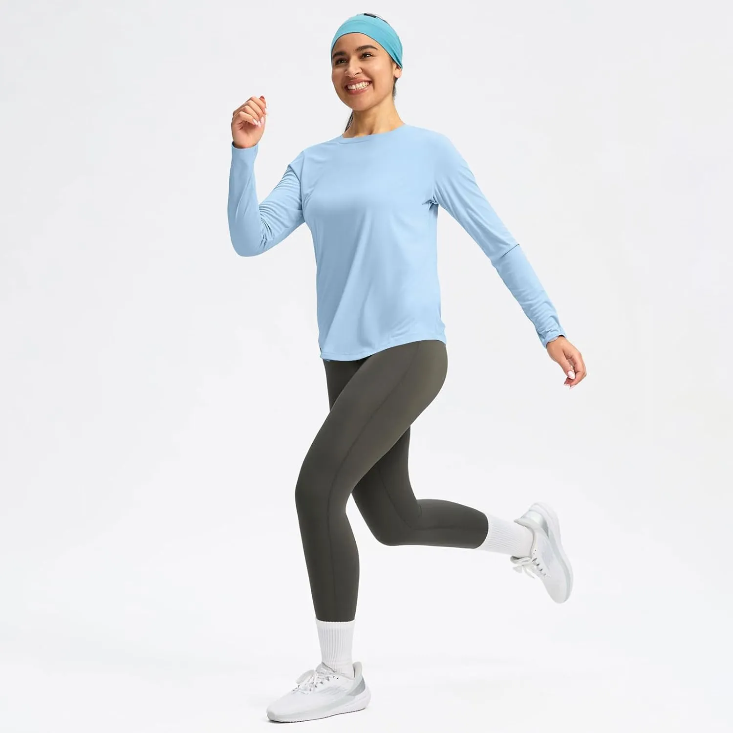 Rash Guard for Women UPF 50  SPF UV Protection Workout Tops with Thumb Hole Long Sleeve Lightweight Hiking Swim Shirts