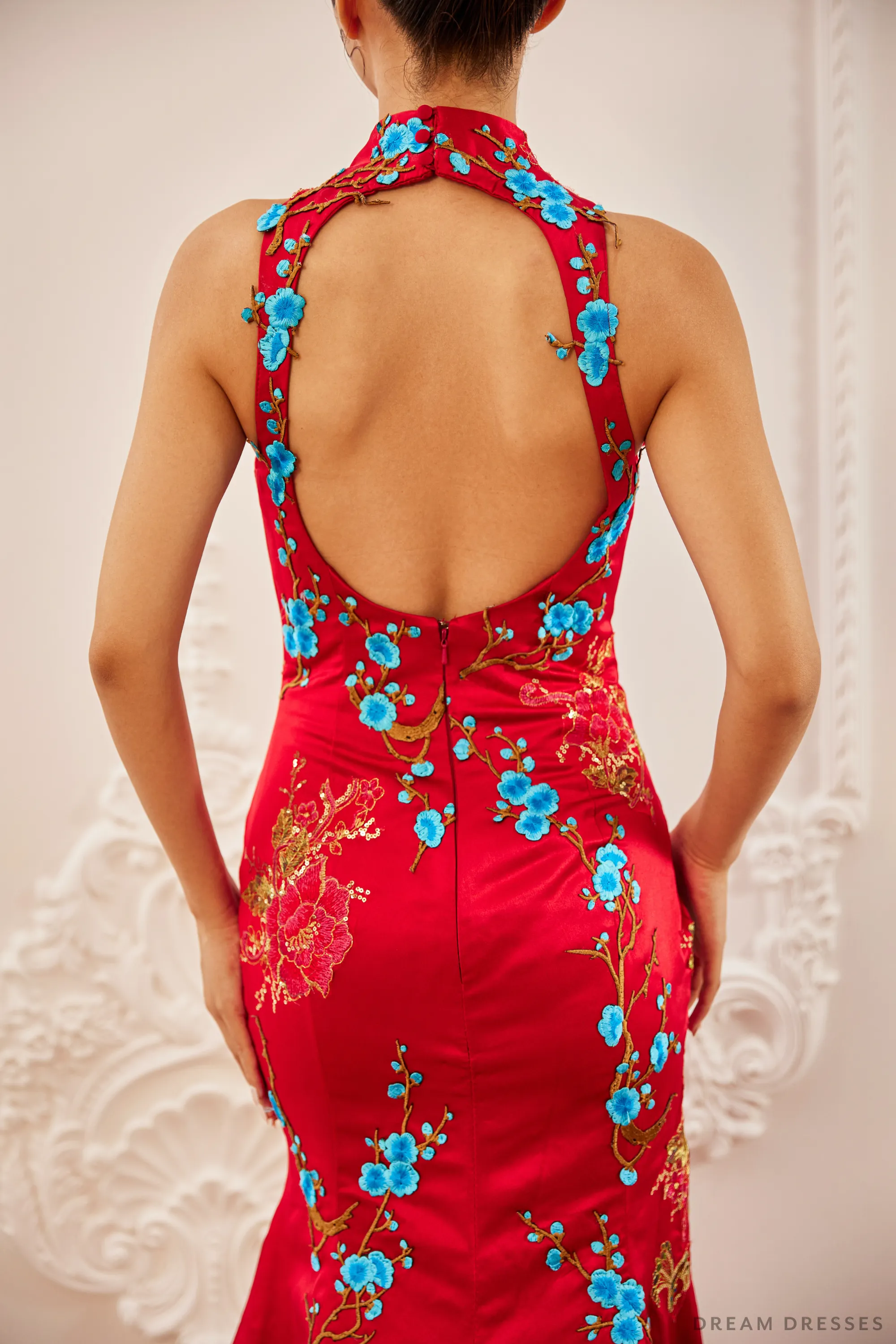 Red Bridal Cheongsam | Modern Cheongsam with Phoenix (#RUYI)