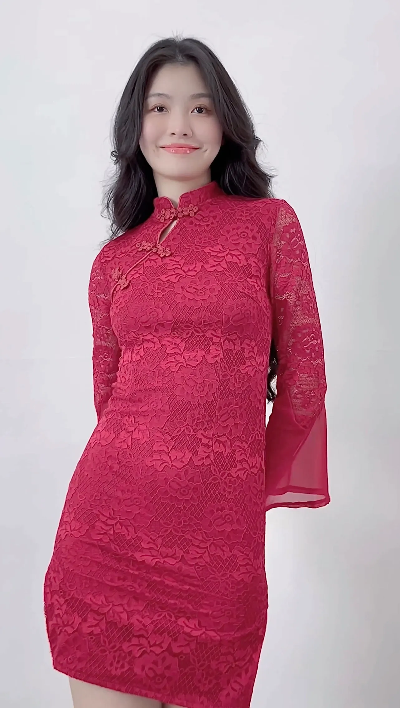RED LACE CHEONGSAM