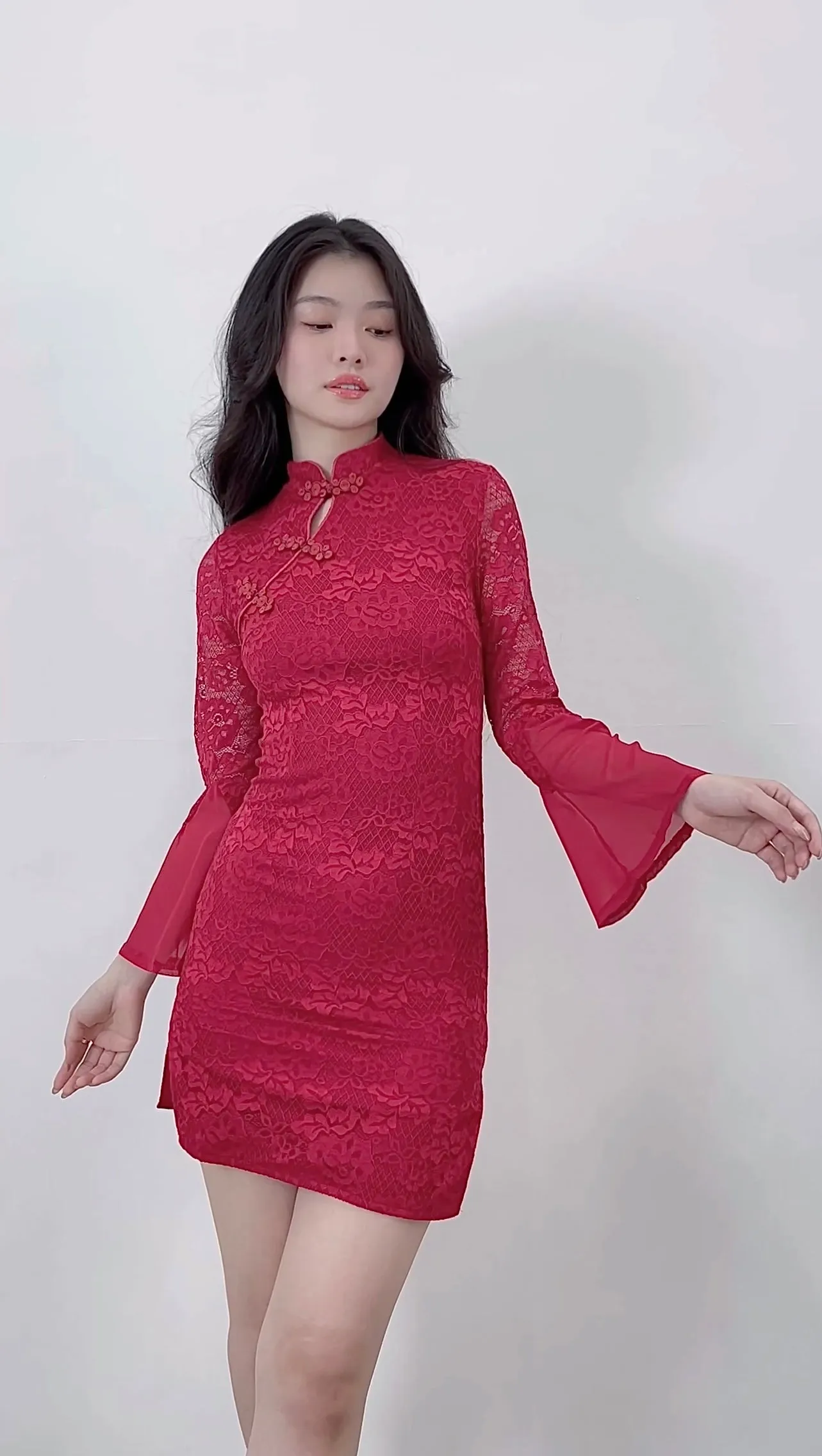 RED LACE CHEONGSAM