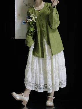 Rice Grain 米豆 Hanyuansu Han Element Cotton Lace Skirt