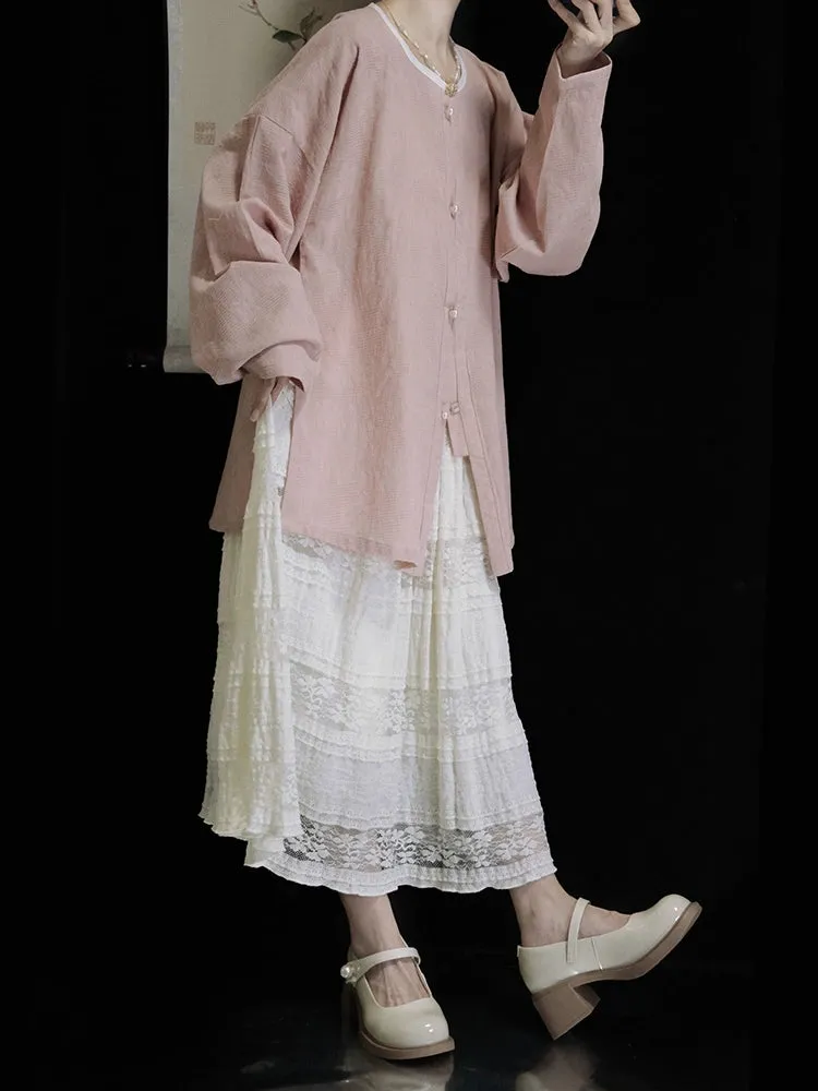 Rice Grain 米豆 Hanyuansu Han Element Cotton Lace Skirt