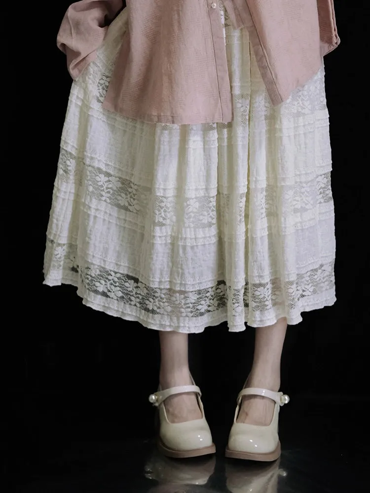 Rice Grain 米豆 Hanyuansu Han Element Cotton Lace Skirt