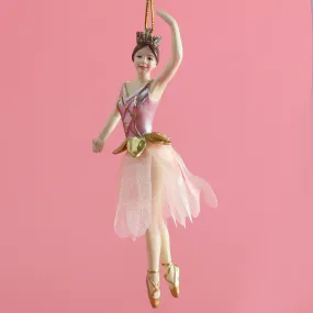 Rose Gold Ballerina with Fabric Tutu Ornament