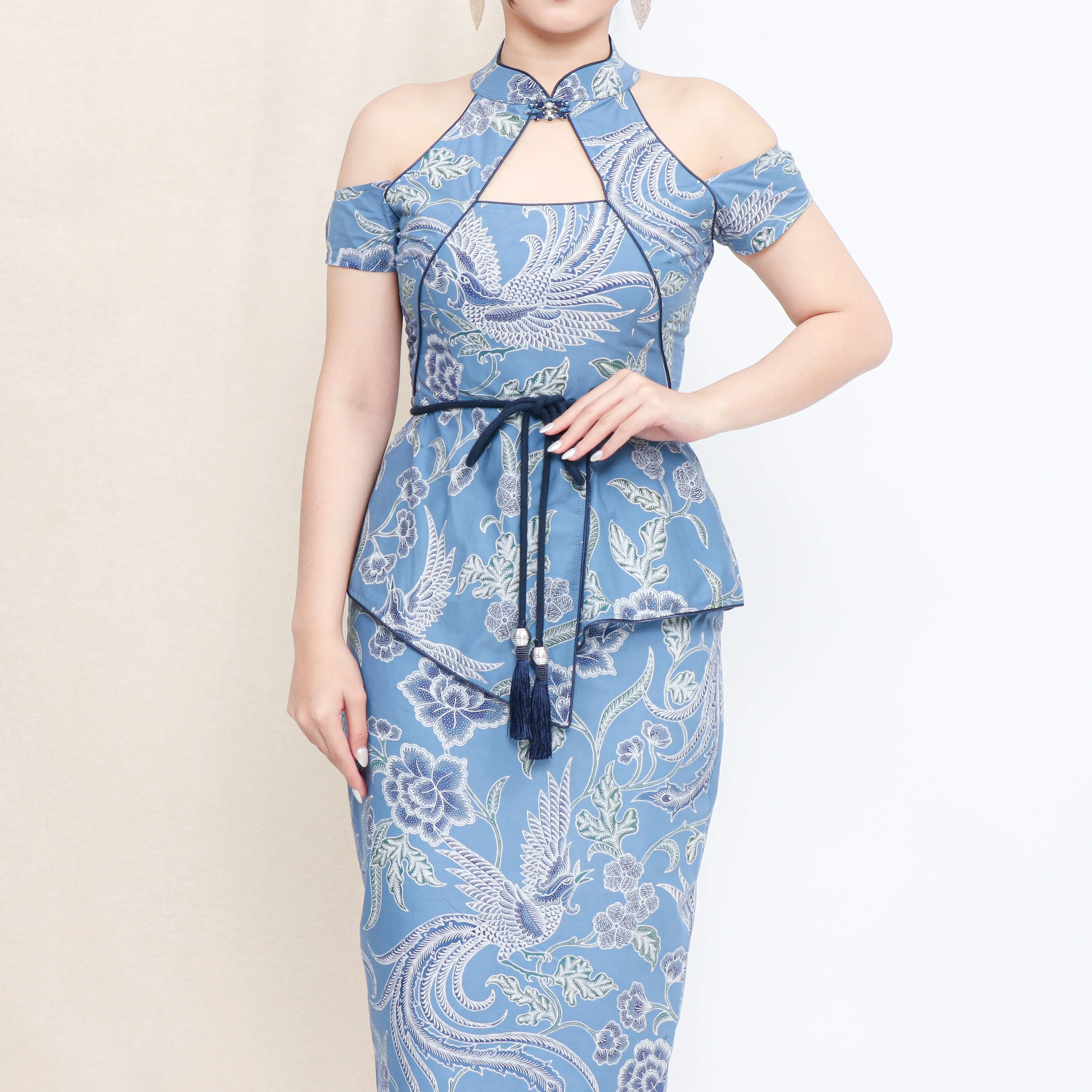 Set Peiyu Baby Blue Pastel Cheongsam Tie