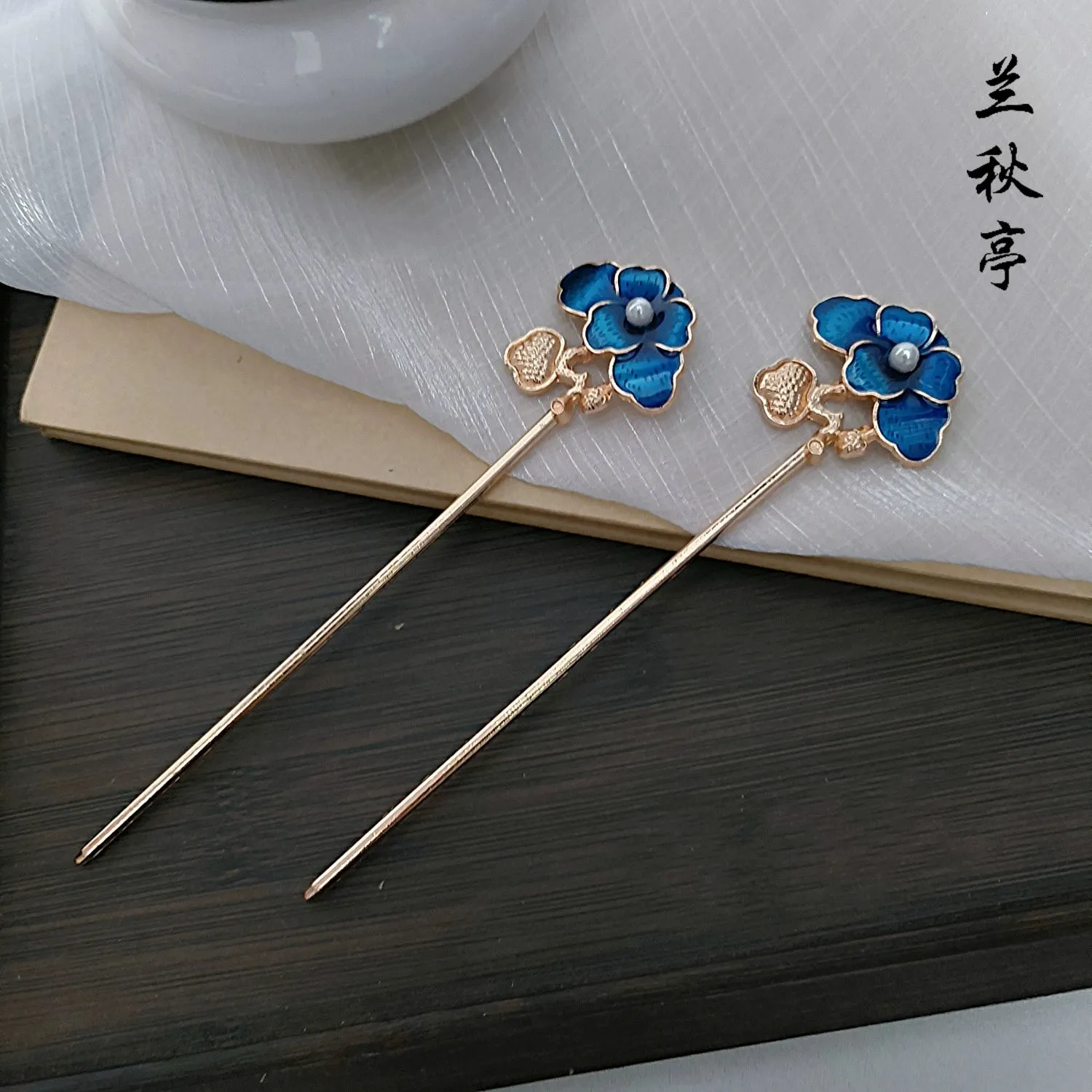 Shao Lan 烧蓝 Burnt Blue Various Ming Dynasty Turquoise Flower Hairpins
