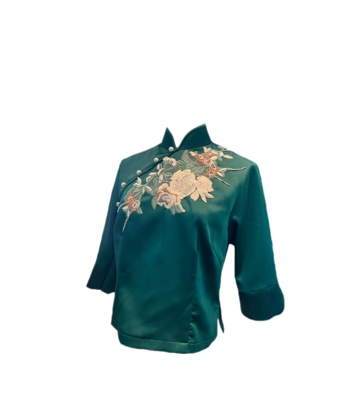 Silk Cheongsam Top with Embroidery