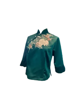 Silk Cheongsam Top with Embroidery