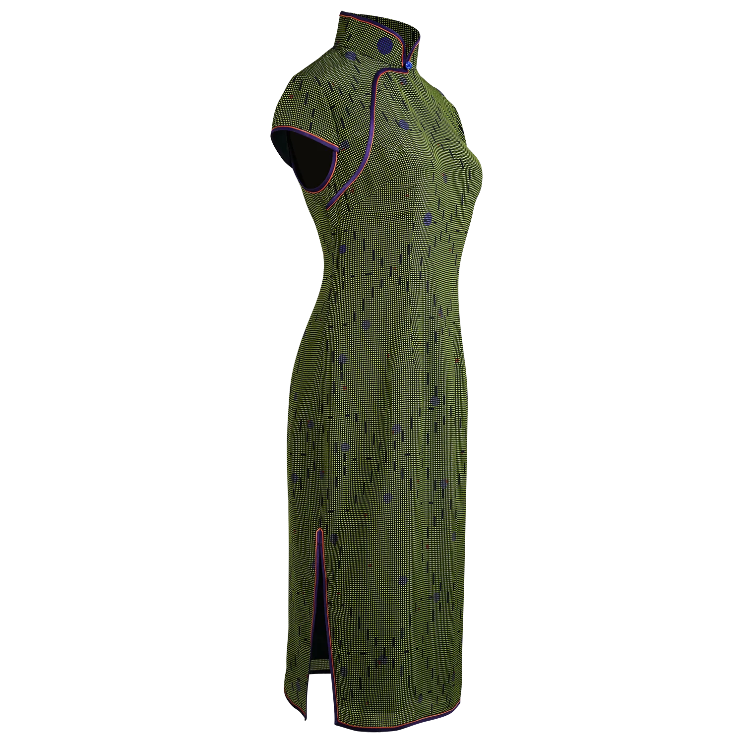 【SKYLINE】100% Silk Cheongsam - Mesh Version (Cap Sleeve) (Crystal Button)