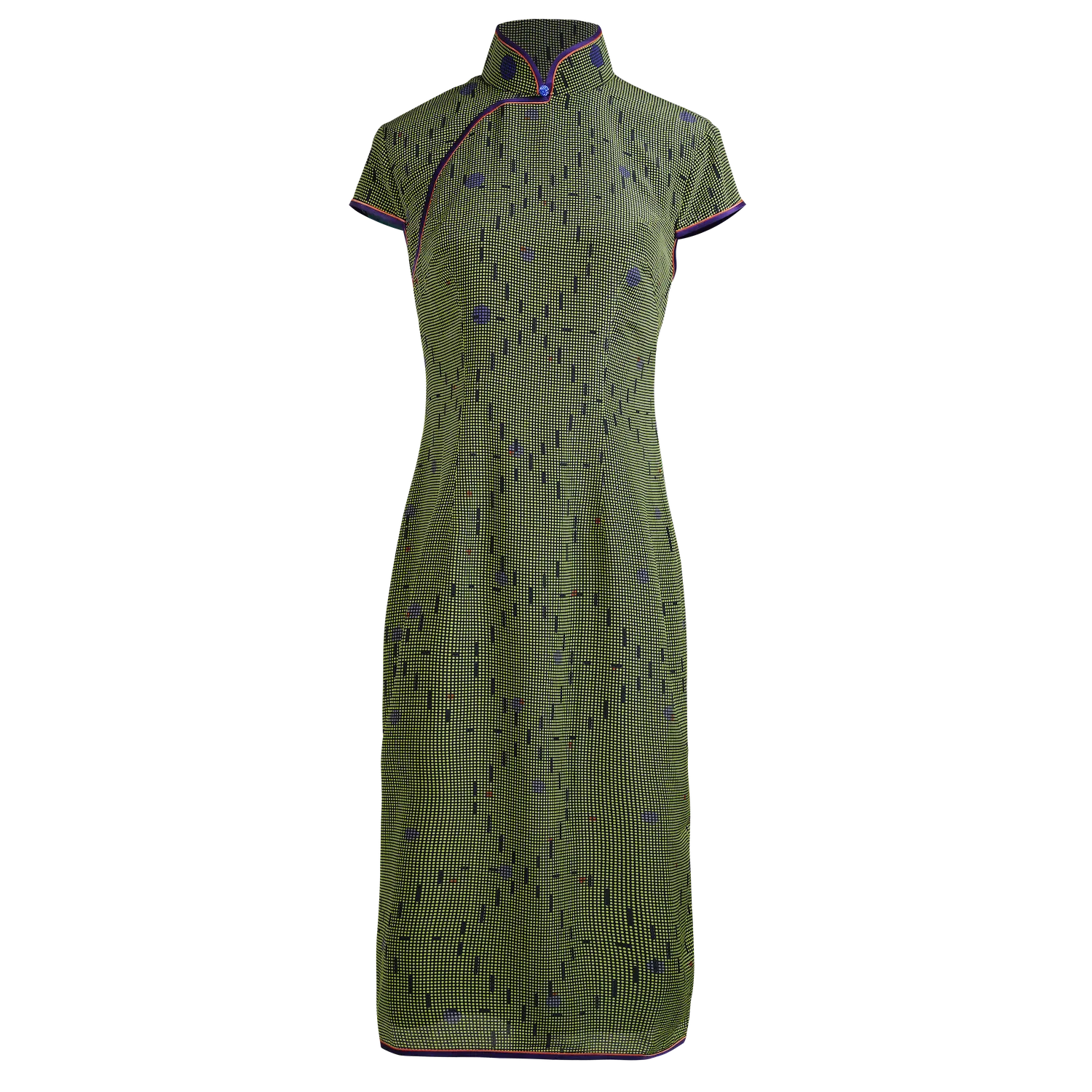 【SKYLINE】100% Silk Cheongsam - Mesh Version (Cap Sleeve) (Crystal Button)