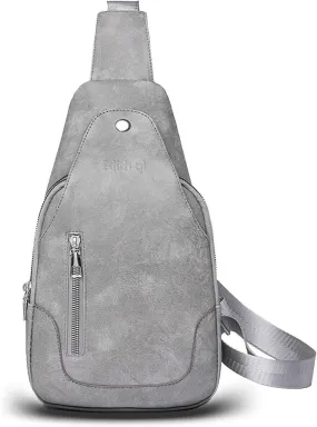 Sling Crossbody Bags for Women, Travel Anti-theft Sling Purse, Gray Cross Body Fanny Pack, Faux Leather Belt Bag