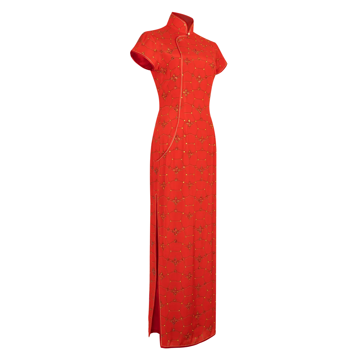 【SNOWFLAKE】100% Silk Crystal Cheongsam-Wedding Series (Cap Sleeve/Regular Fit)
