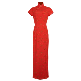 【SNOWFLAKE】100% Silk Crystal Cheongsam-Wedding Series (Cap Sleeve/Regular Fit)