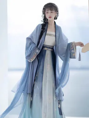 Song Dynasty Blue Hanfu 5 Pieces Suite Summer Hanfu