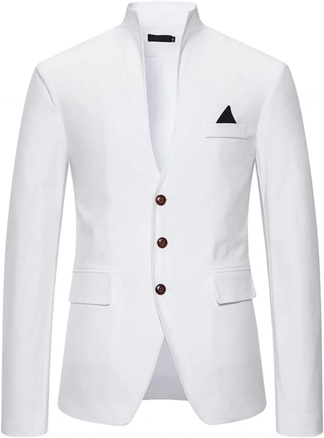 Suit Jackets for Men Casual Slim Fit Mandarin Collar Button Down Blazer Lightweight Sport Coat Business Wedding Tuxedo