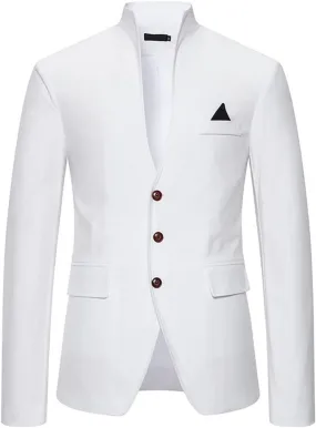 Suit Jackets for Men Casual Slim Fit Mandarin Collar Button Down Blazer Lightweight Sport Coat Business Wedding Tuxedo