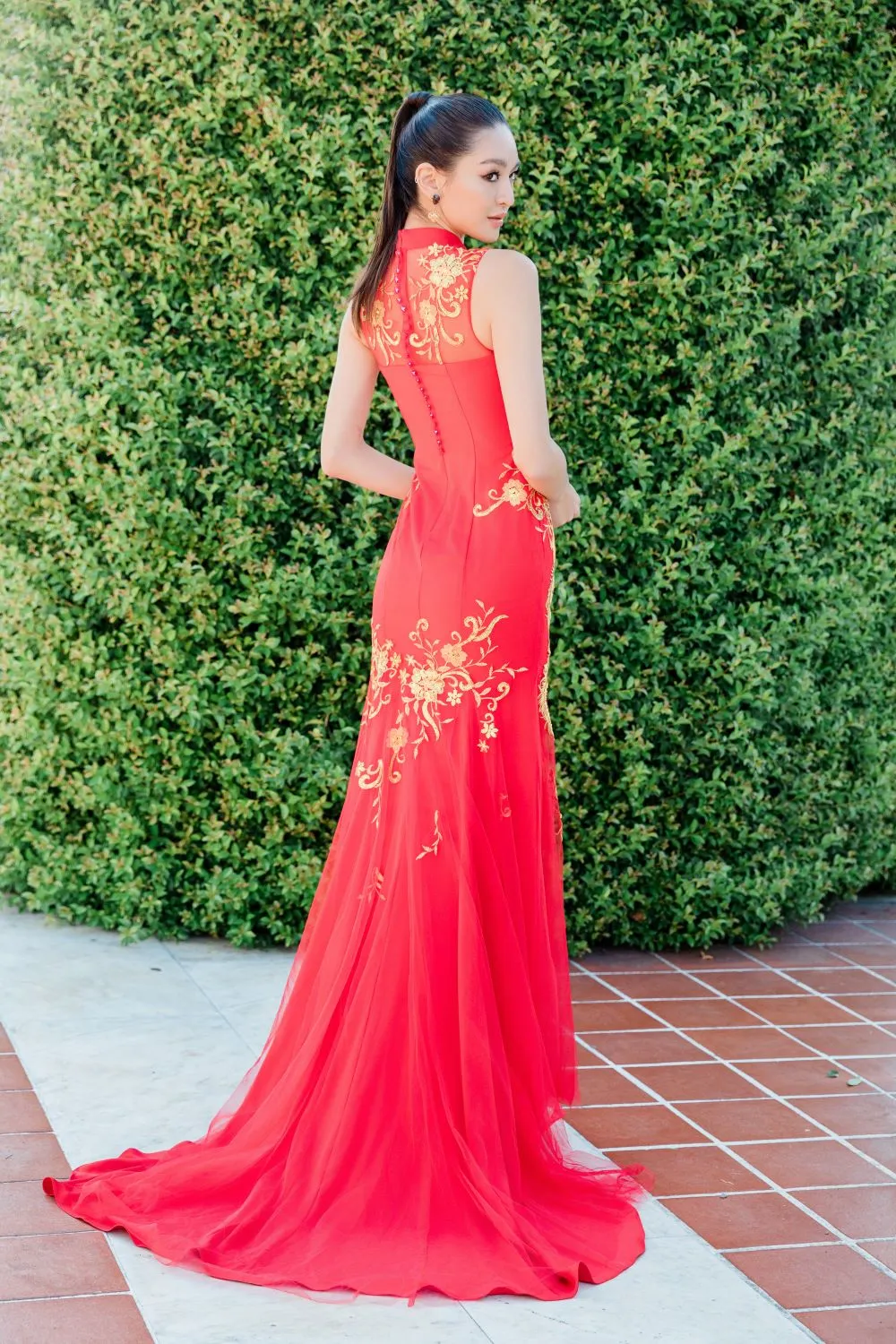 Suni Bespoke Dress | Red & Gold Mermaid Chinese Wedding Dress