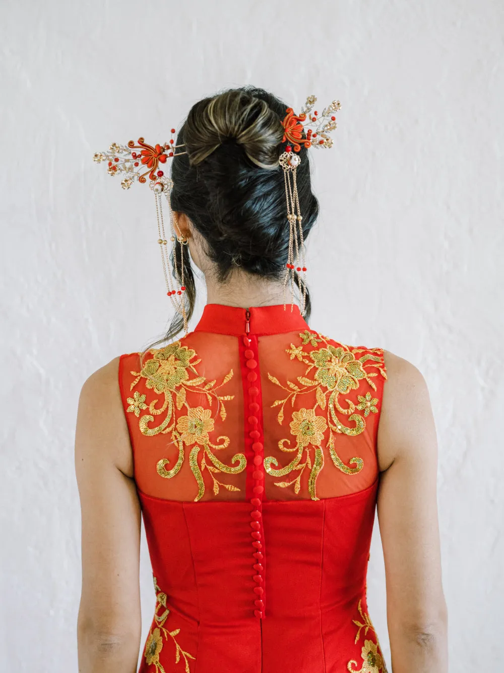 Suni Bespoke Dress | Red & Gold Mermaid Chinese Wedding Dress