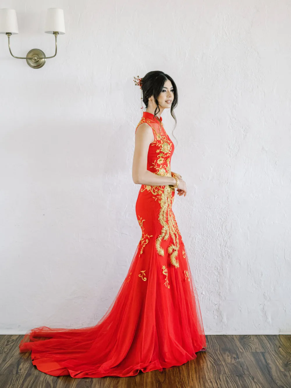 Suni Bespoke Dress | Red & Gold Mermaid Chinese Wedding Dress