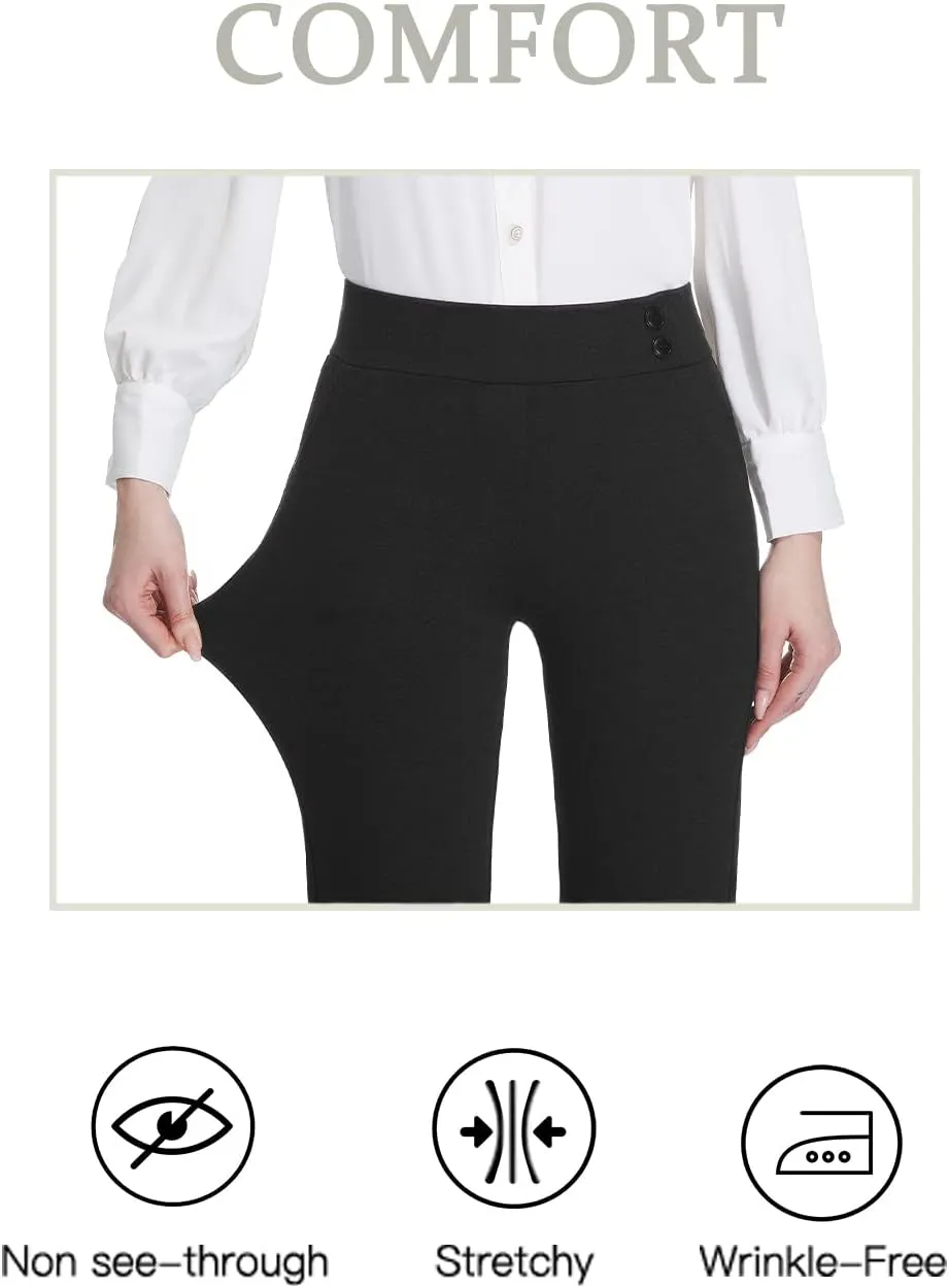 Tapata Women's Straight Leg Dress Pants Stretchy High Waist with Pockets 29''/31''/33''for Work Casual