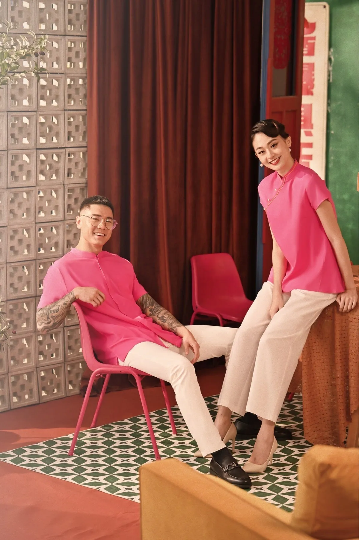 The Spring Dawn Women Classic Cheongsam Top - Fuchsia Pink