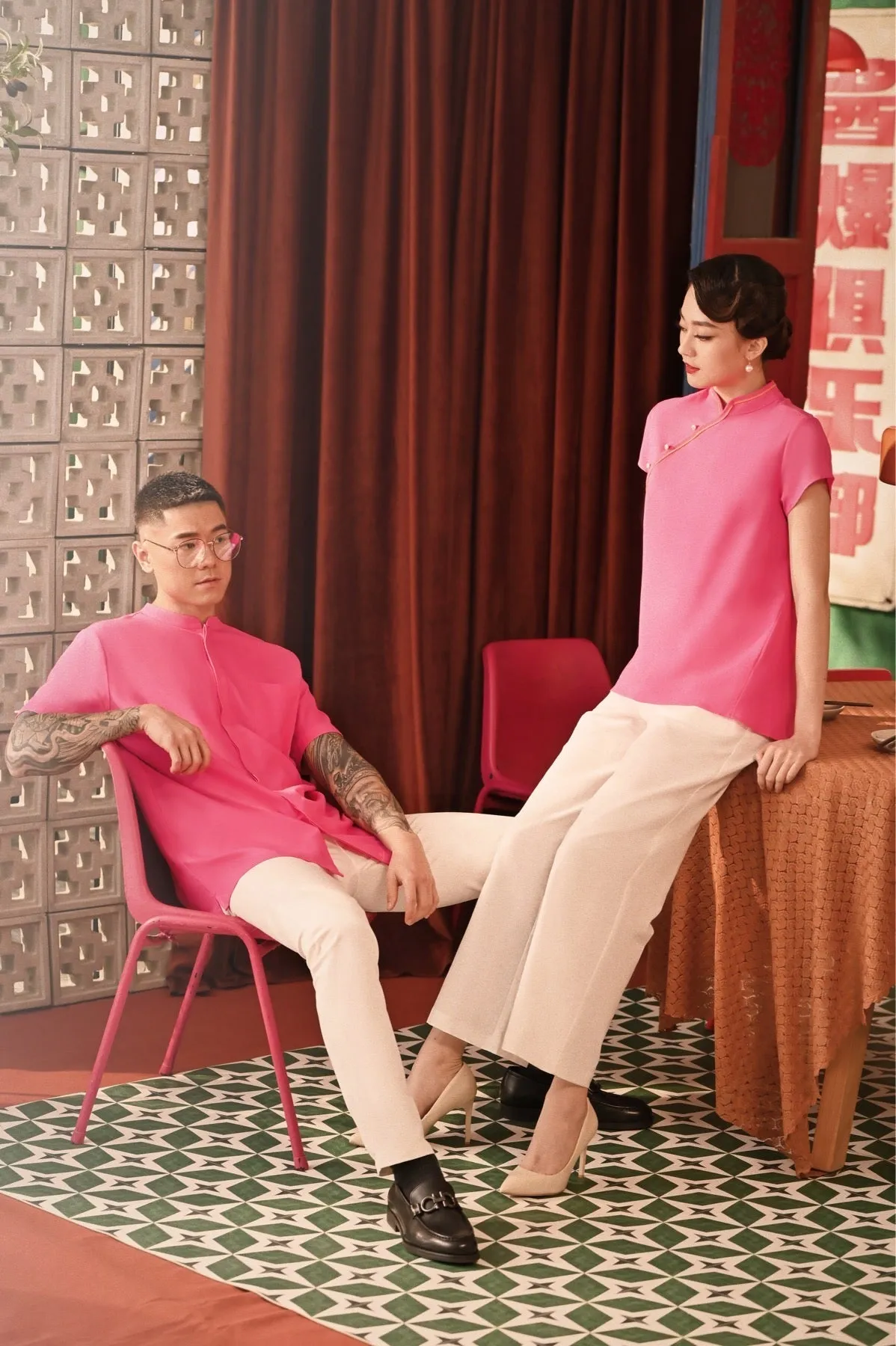 The Spring Dawn Women Classic Cheongsam Top - Fuchsia Pink
