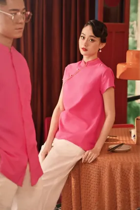 The Spring Dawn Women Classic Cheongsam Top - Fuchsia Pink