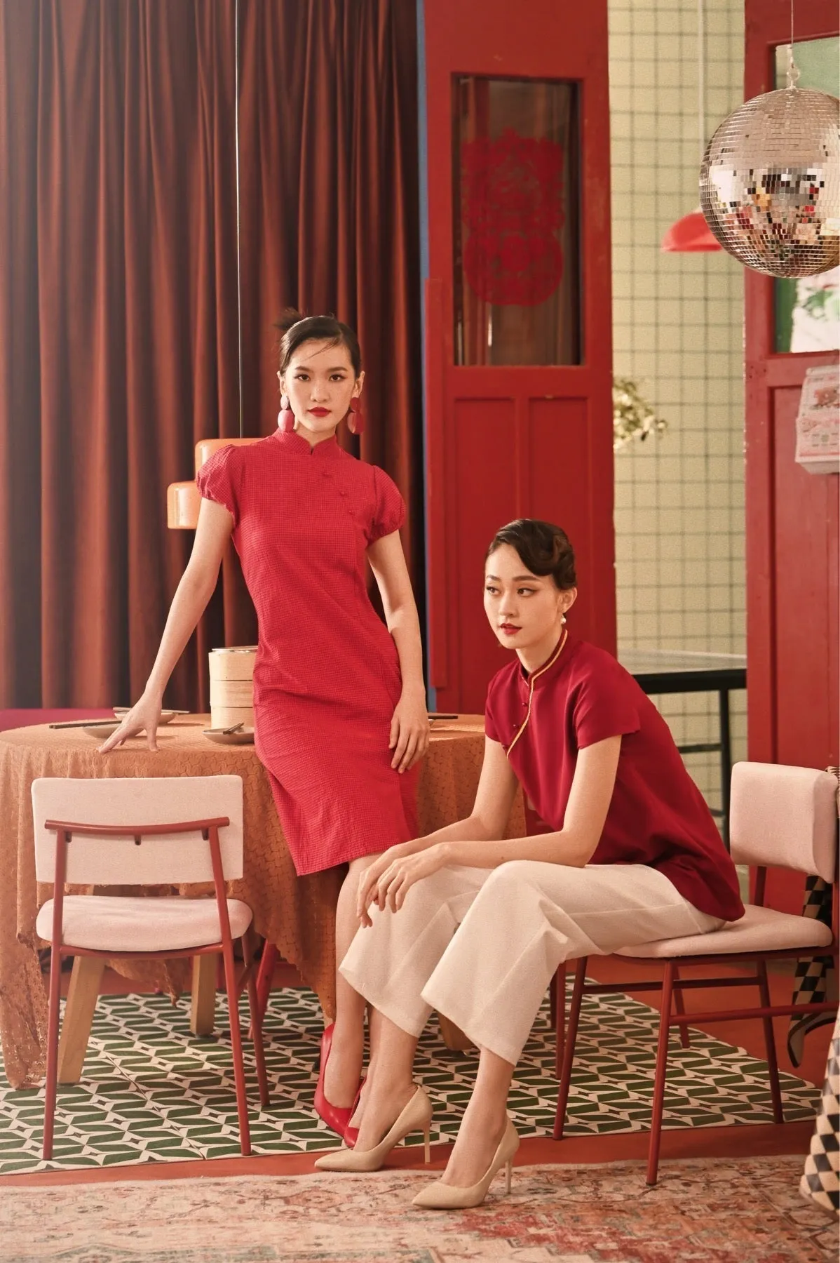 The Spring Dawn Women Classic Cheongsam Top - Maroon