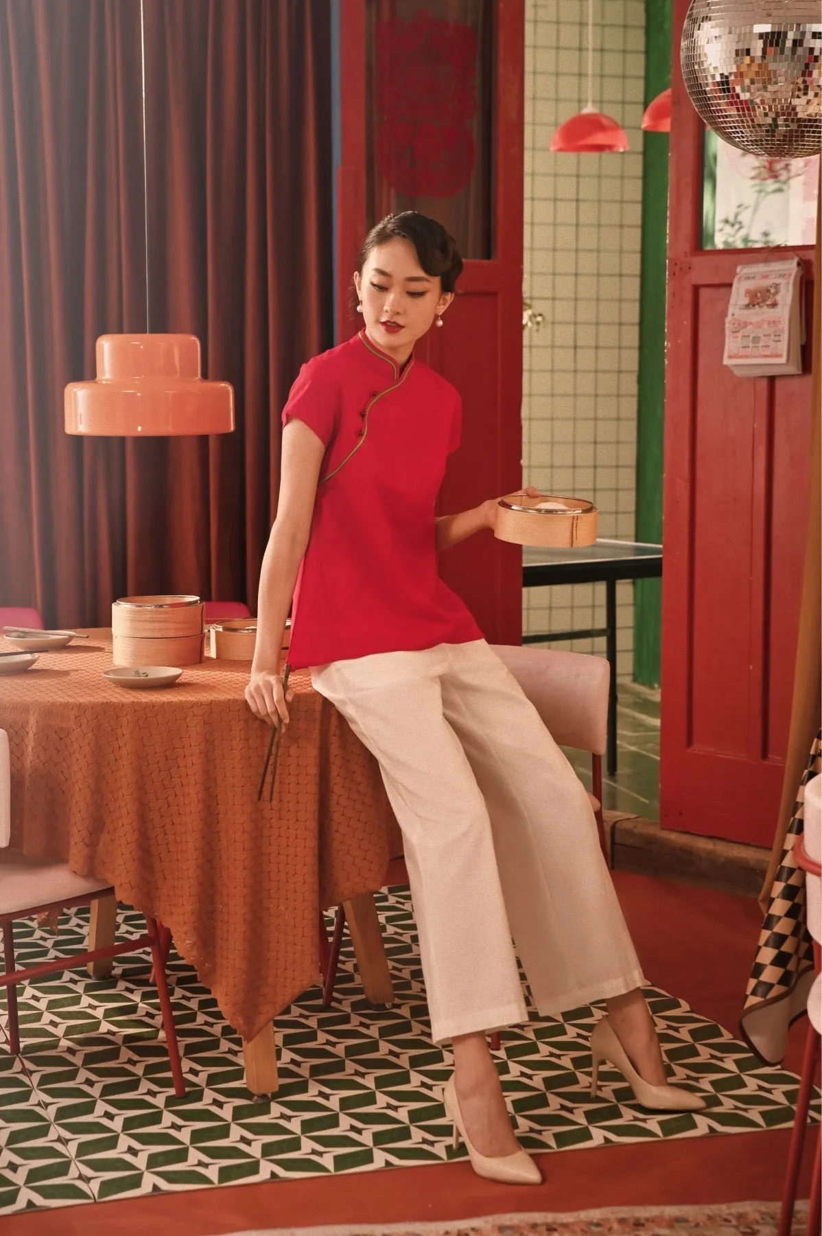 The Spring Dawn Women Classic Cheongsam Top - Red