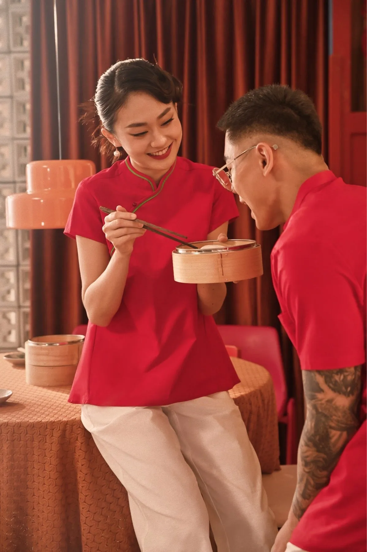 The Spring Dawn Women Classic Cheongsam Top - Red