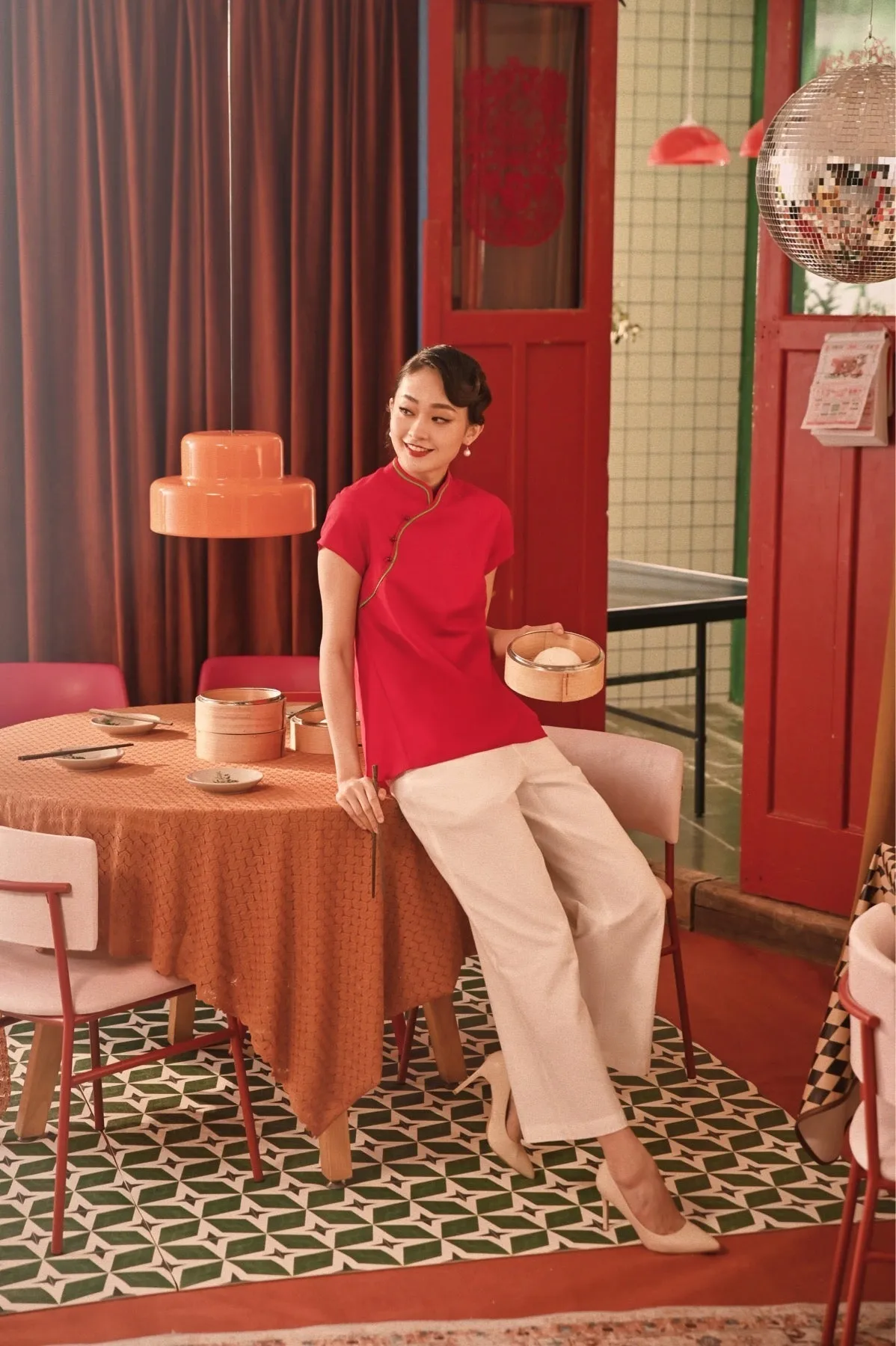 The Spring Dawn Women Classic Cheongsam Top - Red