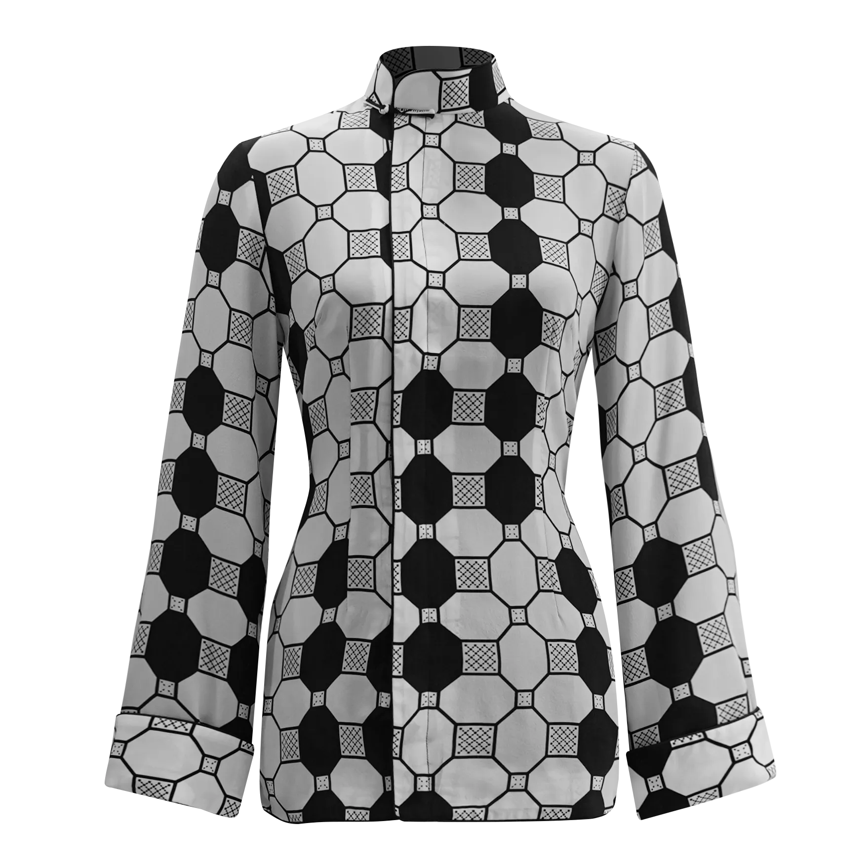 【TILE】100% Silk Mini Tang Jacket (slanted front Opening)