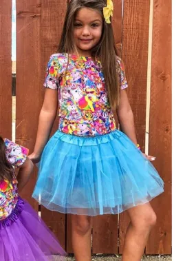 Turquoise Blue Tutu Skirt - Kids Size 3-Layer Tulle Basic Ballet Dance Costume Tutus for Girls