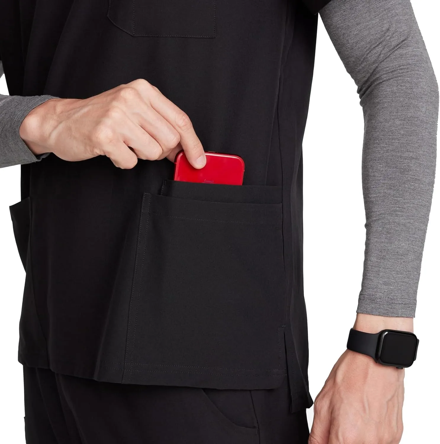 Uniforms World Louis Scrubs Set for Men — Classic V-Neck Stretch Top & Jogger Pants Yoga Waistband, 8 Pockets