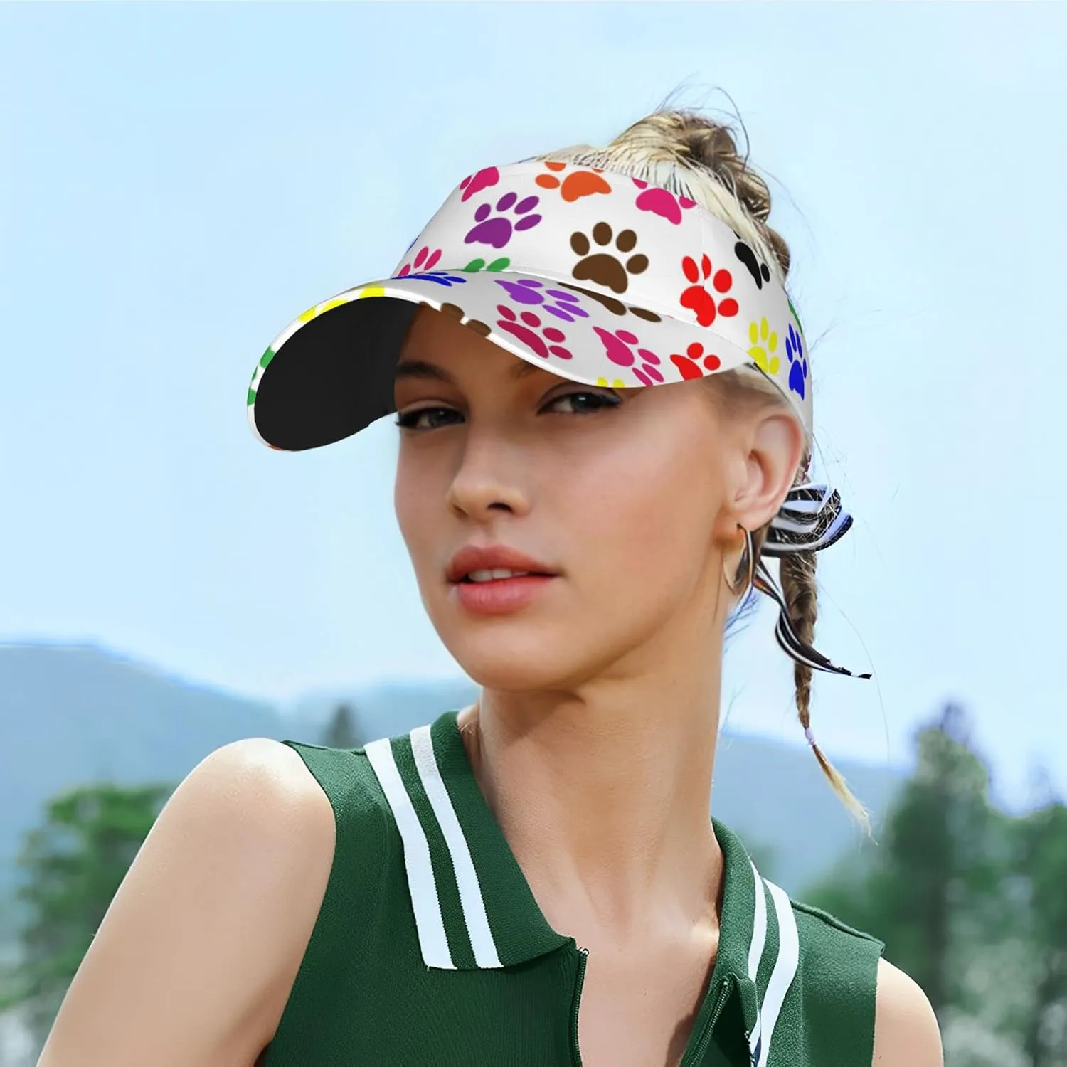 Unisex Sports Sun Visor Adjustable UV Protection Sun Hat Cap for Golf Tennis