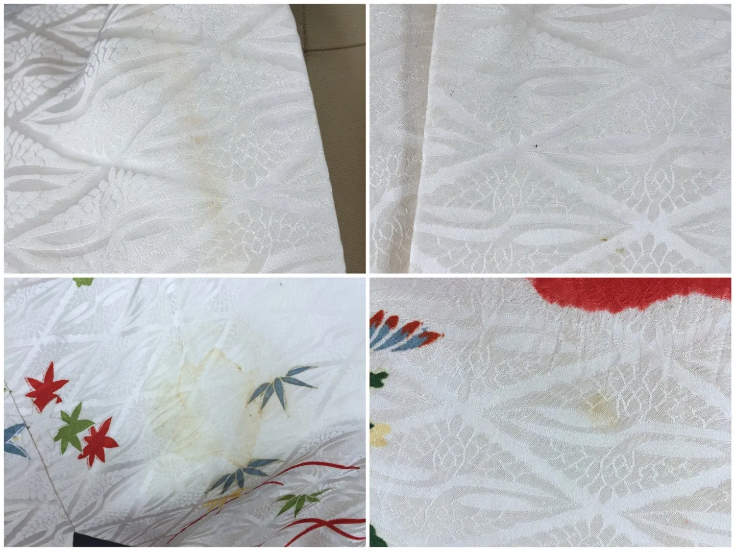 Vintage 1950s Vintage Silk Kimono Robe / White Swan Floral Print