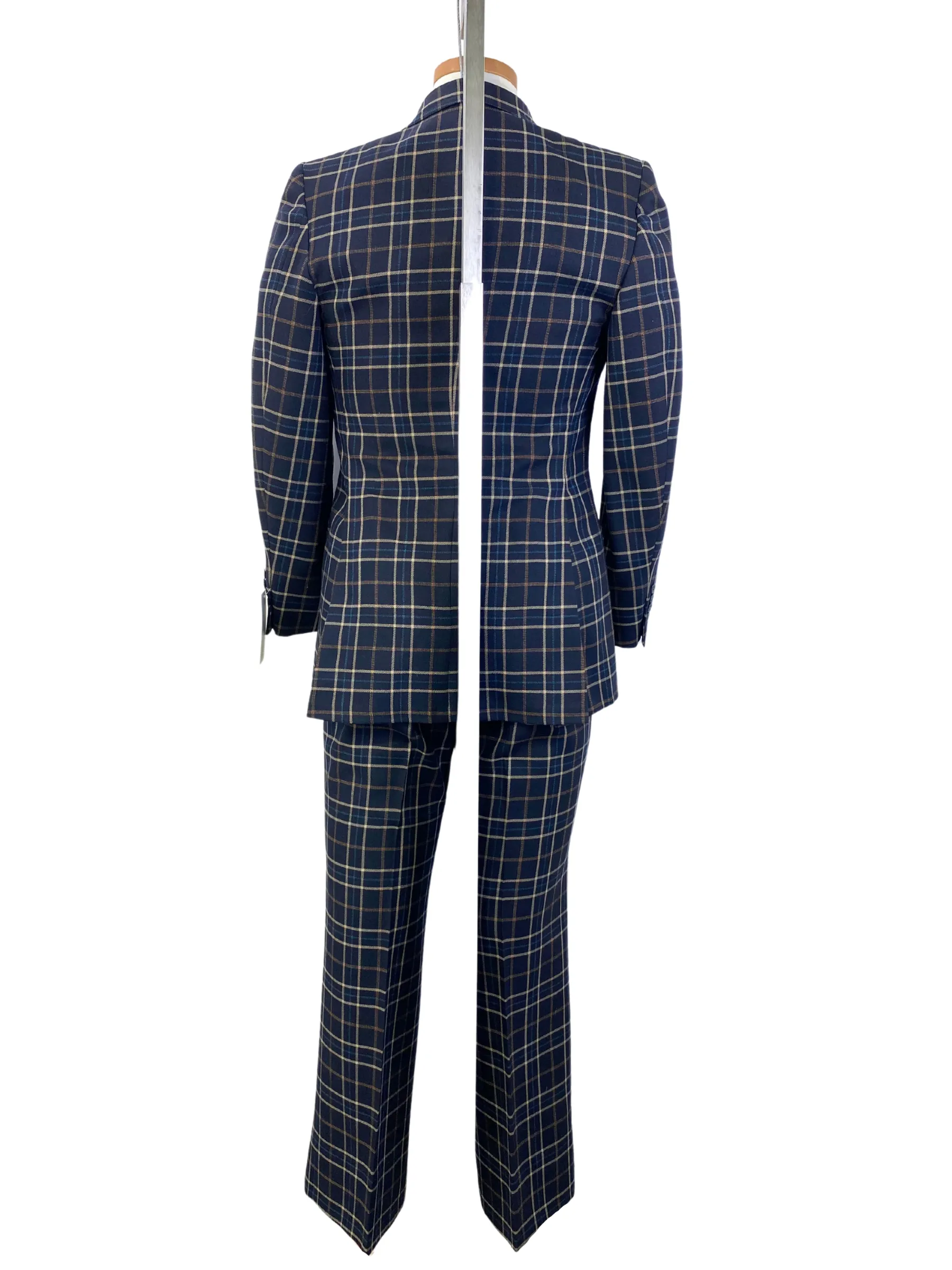 Vintage 1970s Men's Navy/ Beige Plaid 3-Piece Suit, Johnny Carson for Kleinhans, 40