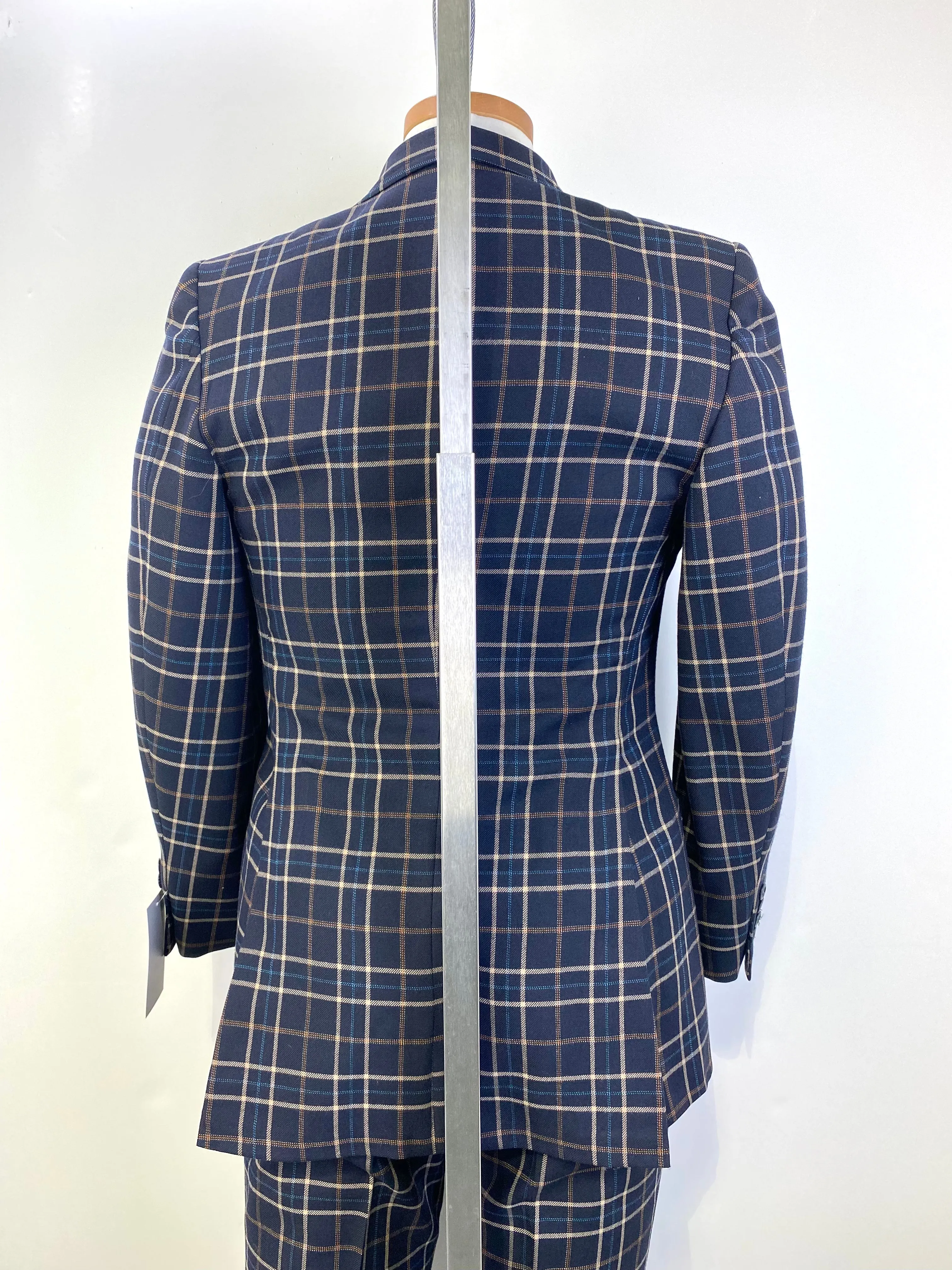 Vintage 1970s Men's Navy/ Beige Plaid 3-Piece Suit, Johnny Carson for Kleinhans, 40
