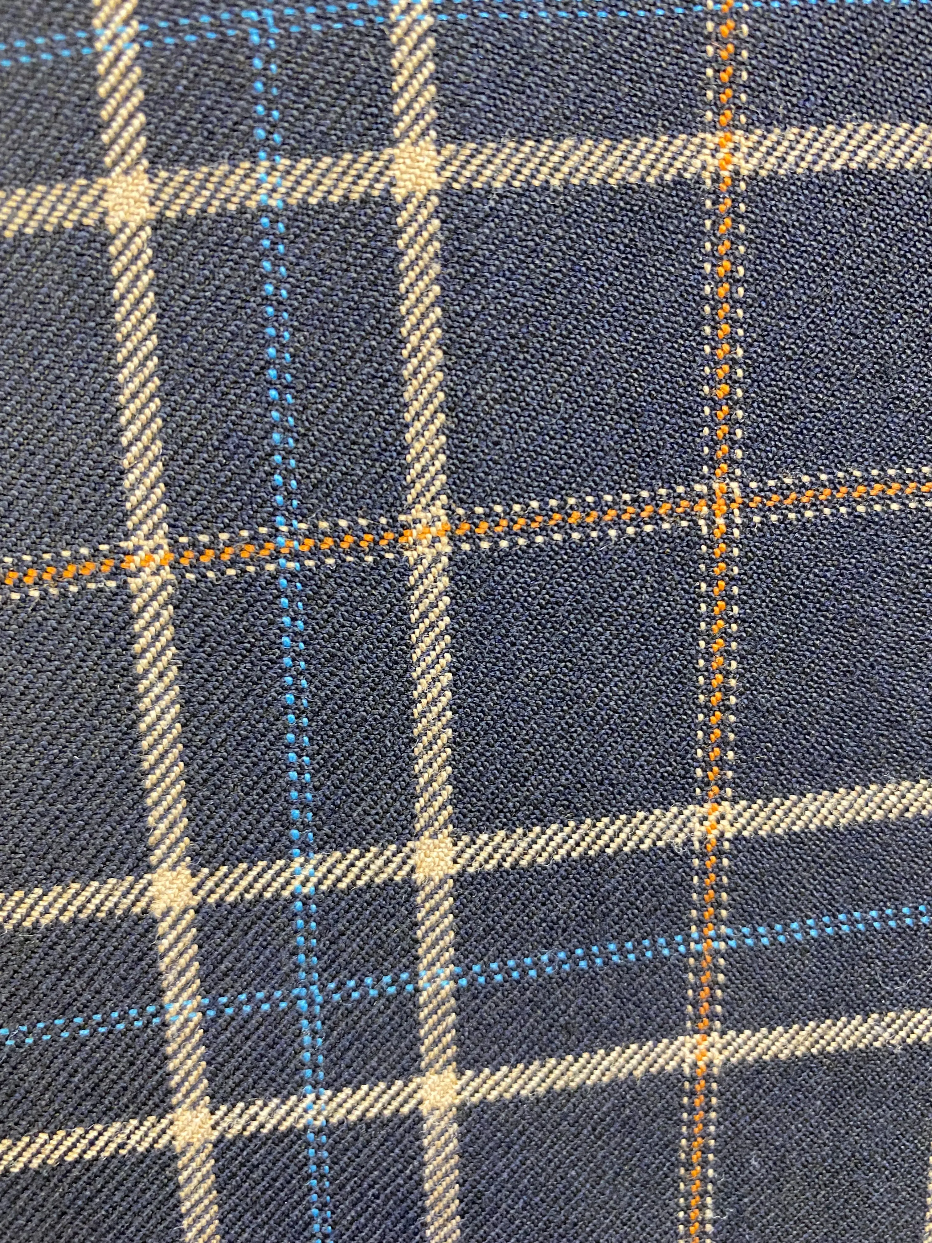 Vintage 1970s Men's Navy/ Beige Plaid 3-Piece Suit, Johnny Carson for Kleinhans, 40