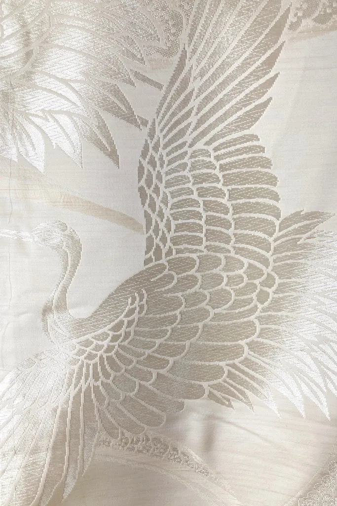 Vintage Ivory Cranes Silk Shiro-Uchikake Wedding Kimono