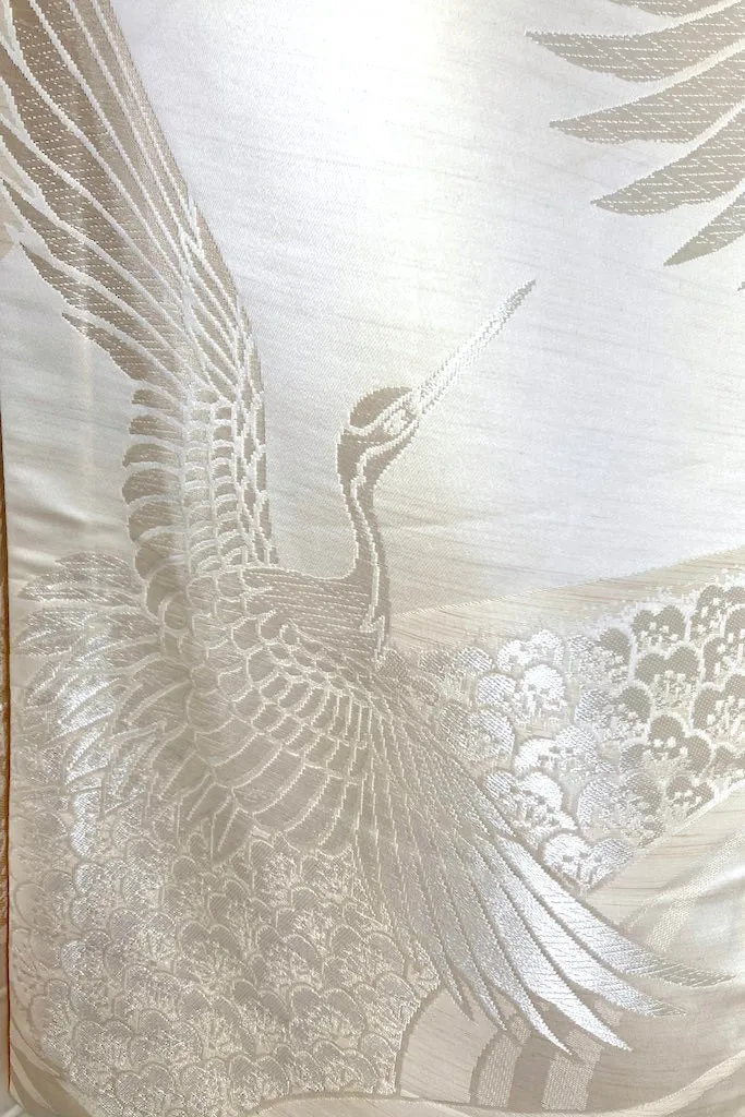 Vintage Ivory Cranes Silk Shiro-Uchikake Wedding Kimono